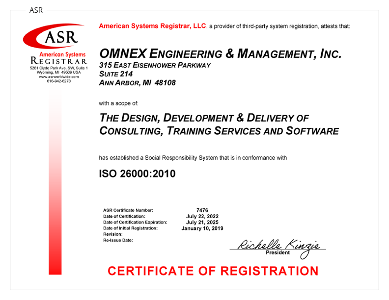 ASR ISO 26000 Cerificate